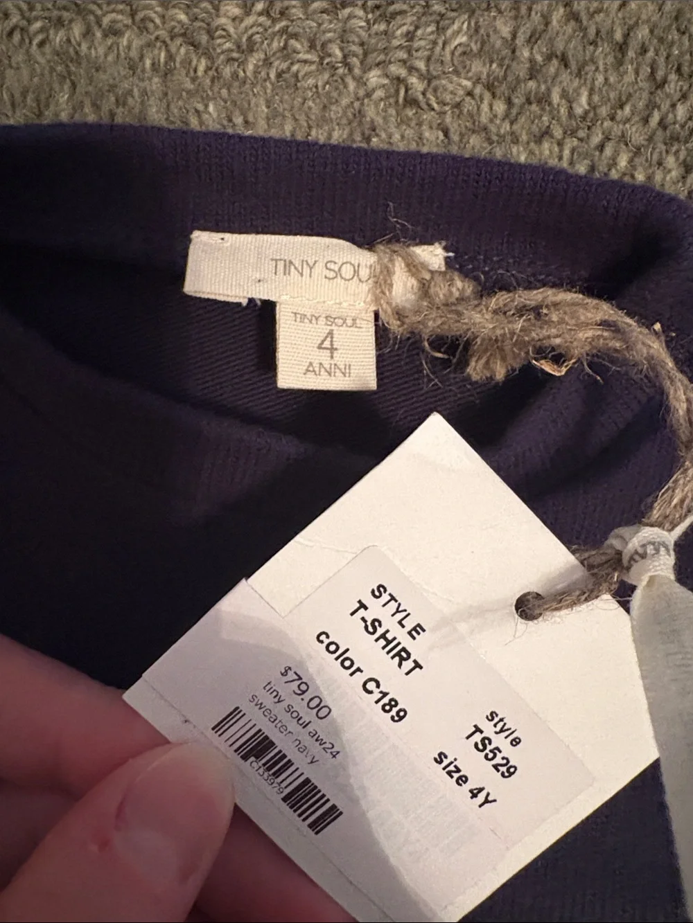 Tiny Soul navy blue boys zipper sweater 4 NWT